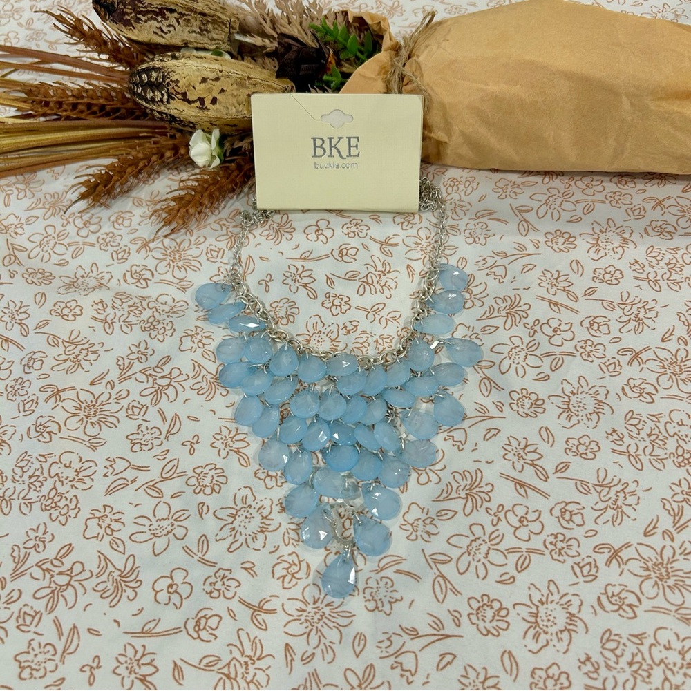 BKE Buckle Chalcedony Blue Waterfall Boho Western Necklace